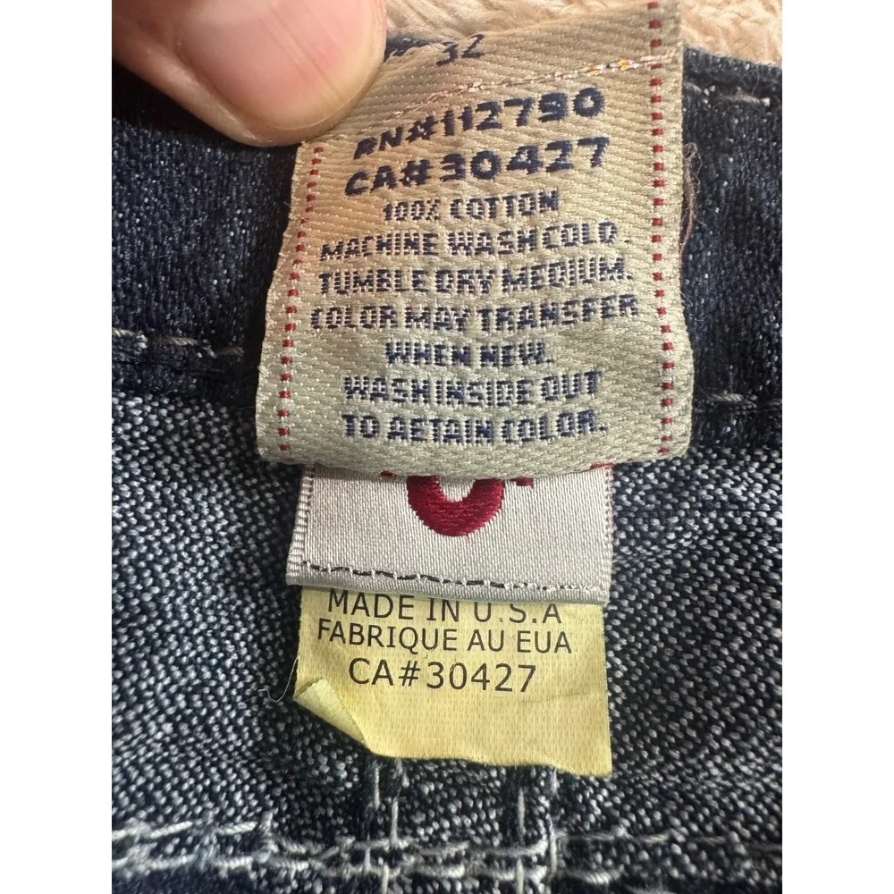 True Religion Becca Bootcut Jeans Womens 32 Dark Blue Denim Flap Pocket USA Made